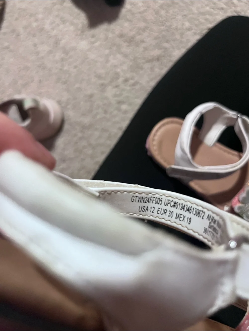 Girls White Sandals with Glitter Rainbow Strap and Flower Accent